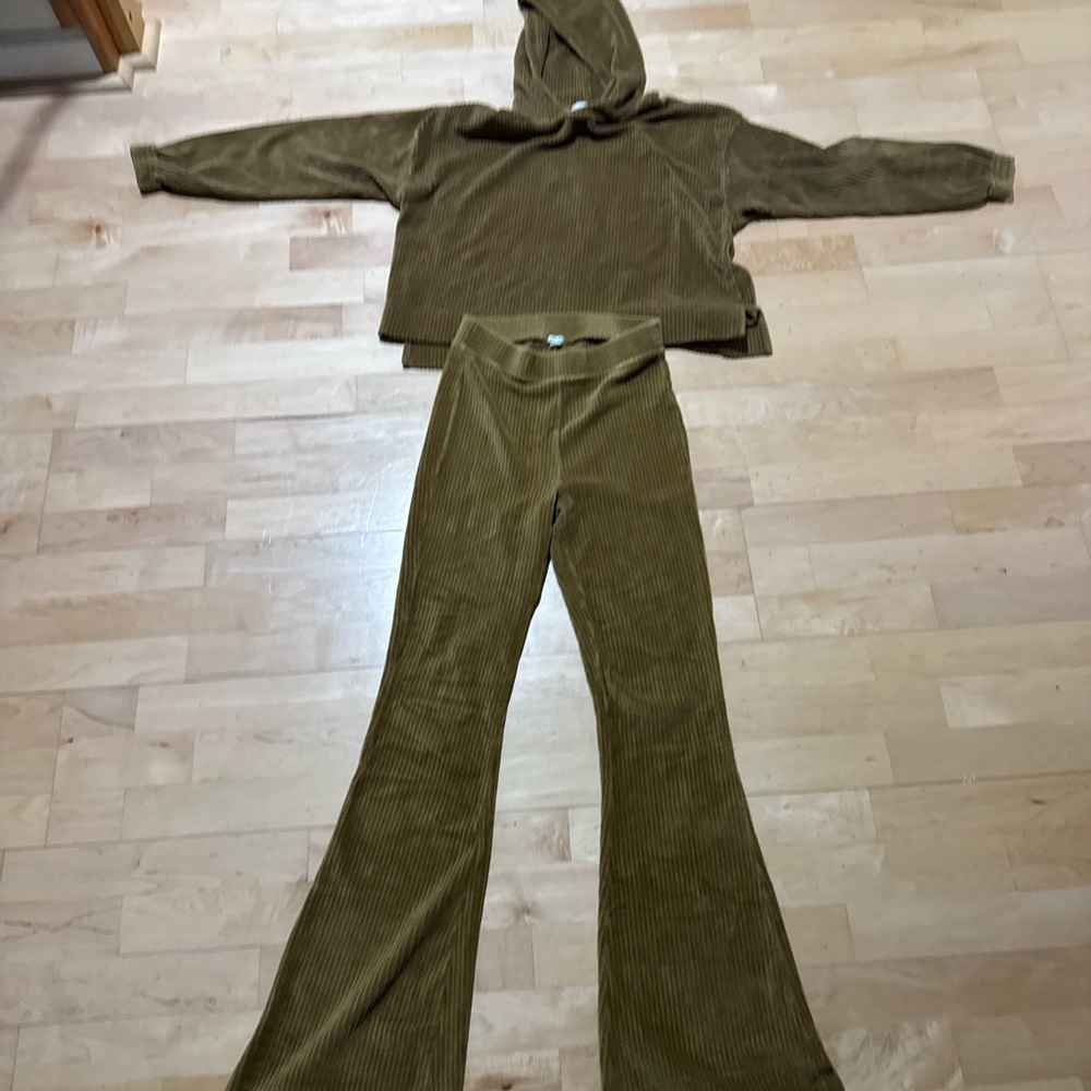 aerie Olive Green Corduroy Flare Pants - Picture 6 of 6